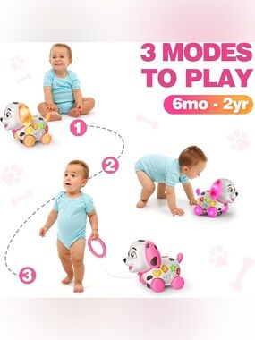 Pink Musical Pull-Along Puppy Toy for Toddlers - Interactive Learning Play